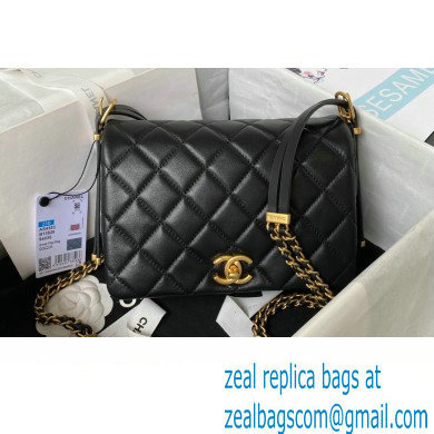 Chanel Lambskin & Gold-Tone Metal Small Flap Bag AS4353 Black 2023